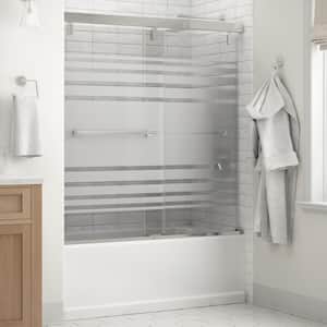 Mod 60 in. x 59-1/4 in. Soft-Close Frameless Sliding Bathtub Door in Chrome with 1/4 in. Tempered Transition Glass