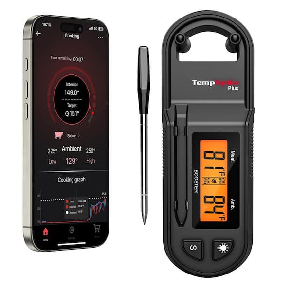 TempSpike Plus 600 ft. Wireless Meat Thermometer w/ Ultra-Thin Probe, Meat Thermometer Digital Wireless with LCD Booster