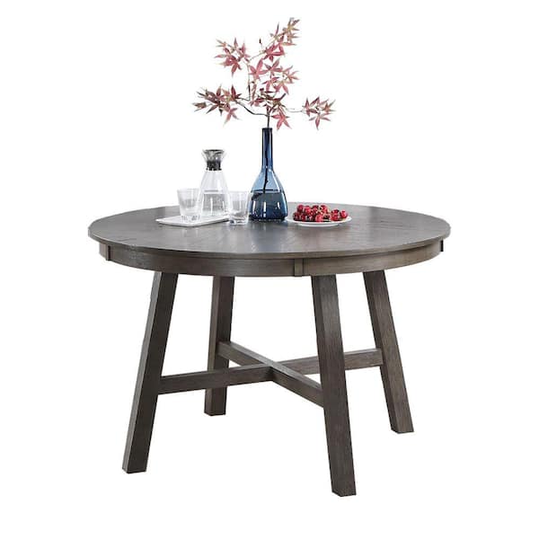 Benjara 48 in. Dark Gray Rubberwood Top 4 Leg Dining Table Seats 4