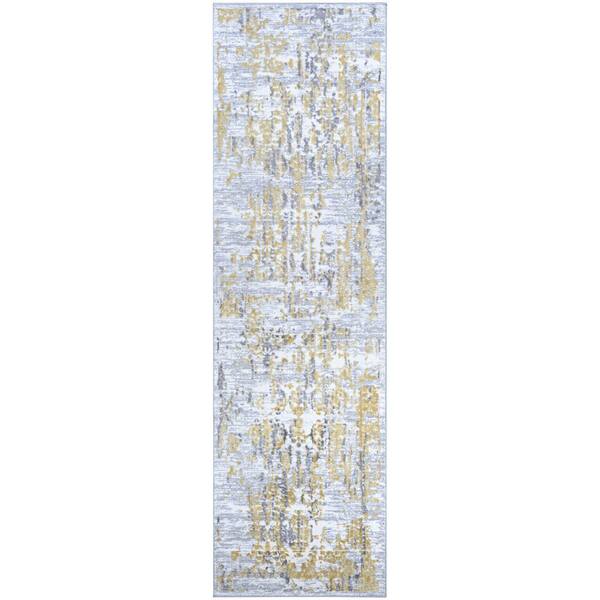 Couristan Calinda Samovar Gold-Silver-Ivory 2 ft. 3 in. x 7 ft. 6 in. Runner Rug