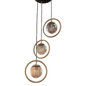 Griggs Globe 3-Light Black and Antique Brass Pendant