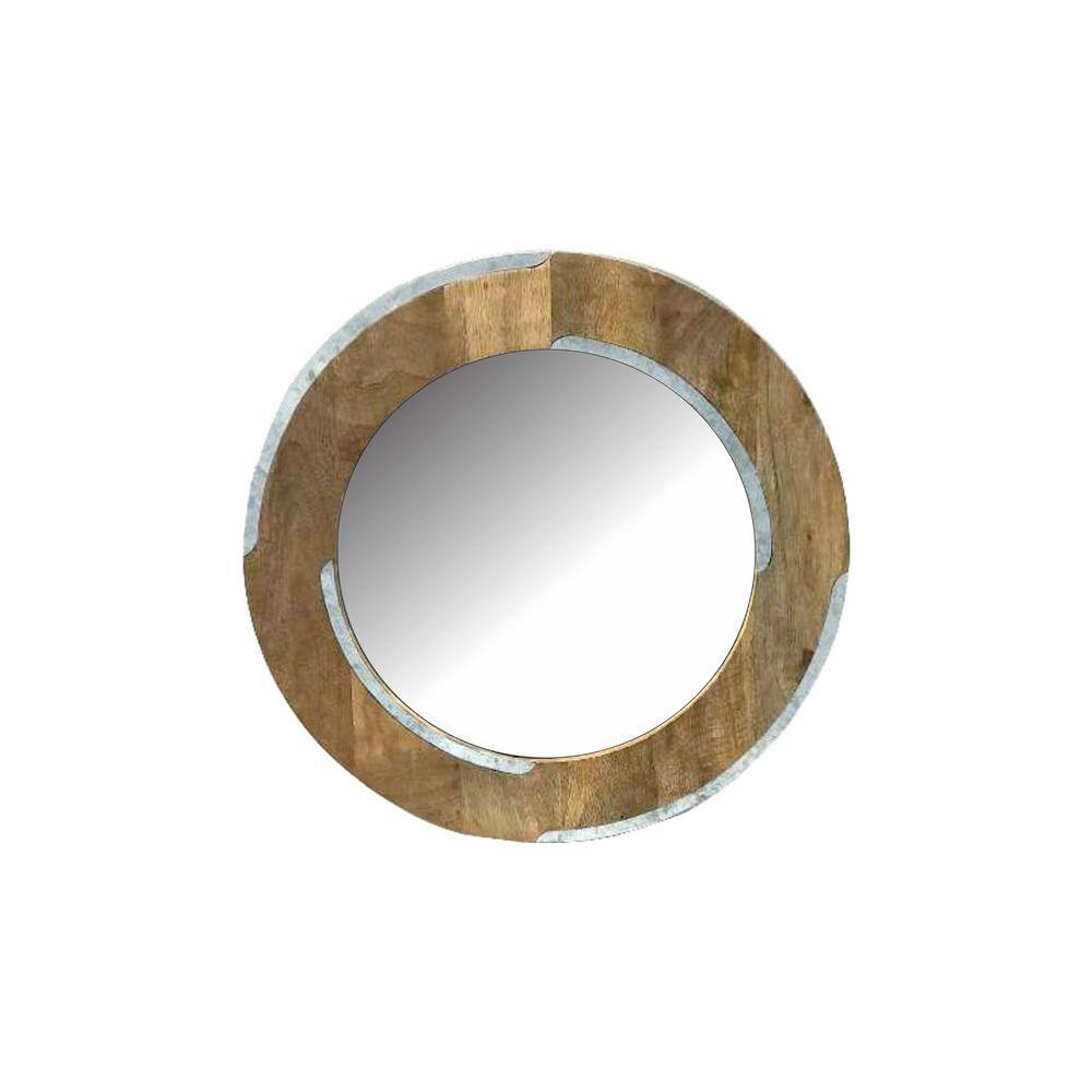 Small Round Natural Modern Mirror (18 in. H x 18 in. W)