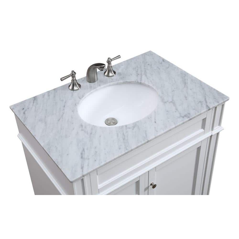 White Carrara Marble Top Single Bathroom Vanity