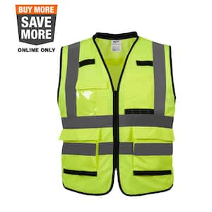 Performance Small/Medium Yellow Class 2 High Visibility Safety Vest with 15 Pockets