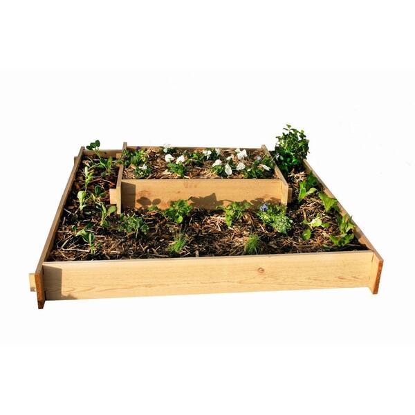 Unbranded 4 Ft. x 4 Ft. Plus 2 Ft. x 3 Ft. Shaker Style Raised Container Gardening - Cascading Beds-DISCONTINUED