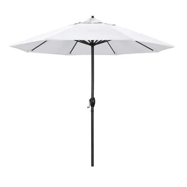 California Umbrella 9 ft. Black Aluminum Market Patio Umbrella Auto Tilt in Natural Pacifica