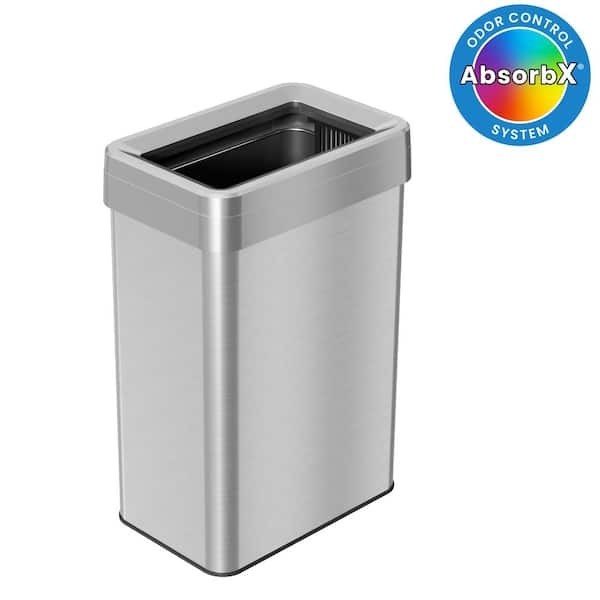 iTouchless 16 Gal. / 61 Liter Stainless Steel Rectangular Open Top Household Metal Trash Can with Odor Filter