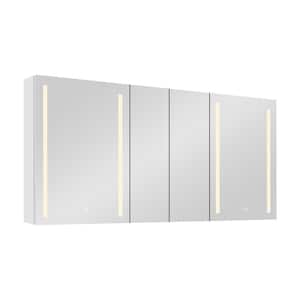 60 in. W x 30 in. H Large Rectangular 3-Color Dimmable Surface Mount Aluminum Anti-fog LED Medicine Cabinet with Mirror
