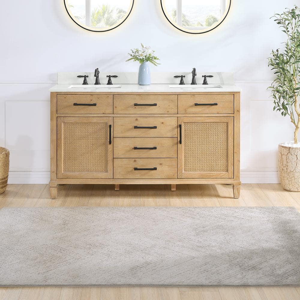 Solana 60" Weathered Fir and White Quartz Vanity