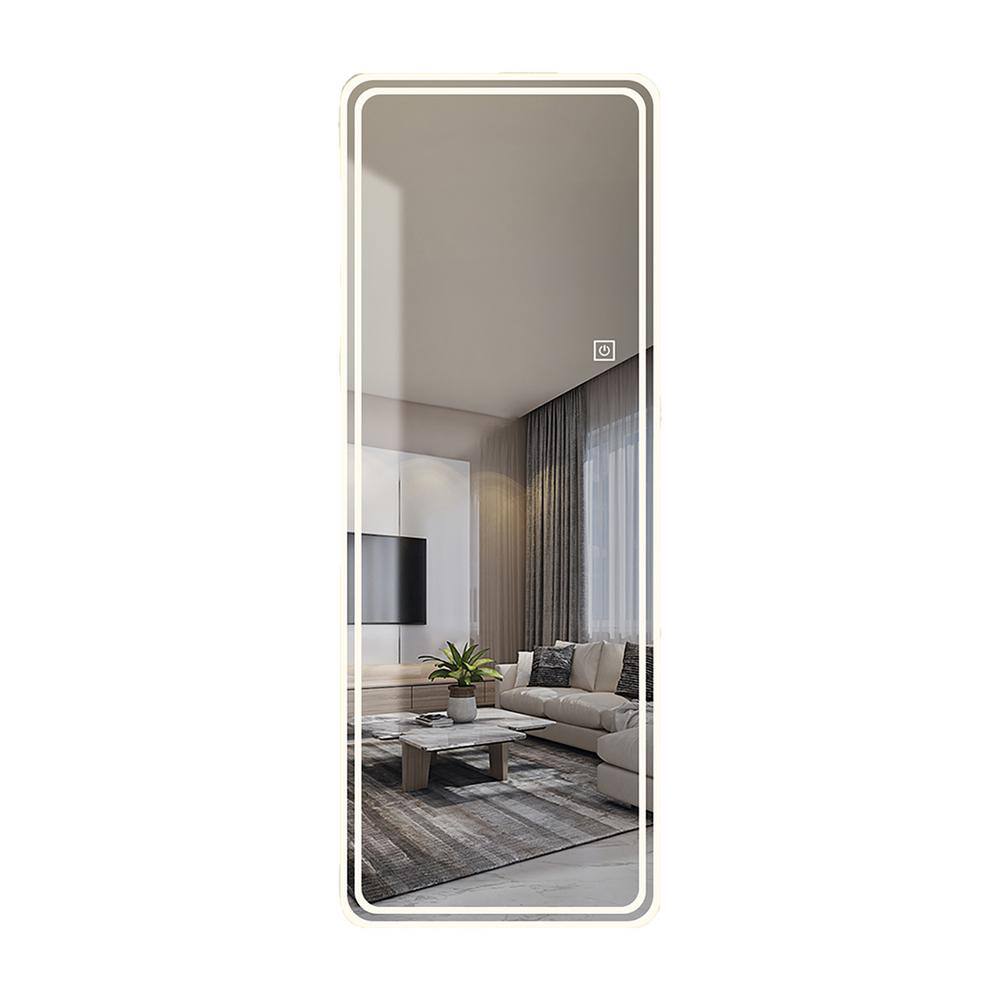 24 in. W x 65 in. H Rectangle Frameless Full Length Floor Mirror LED Whole 