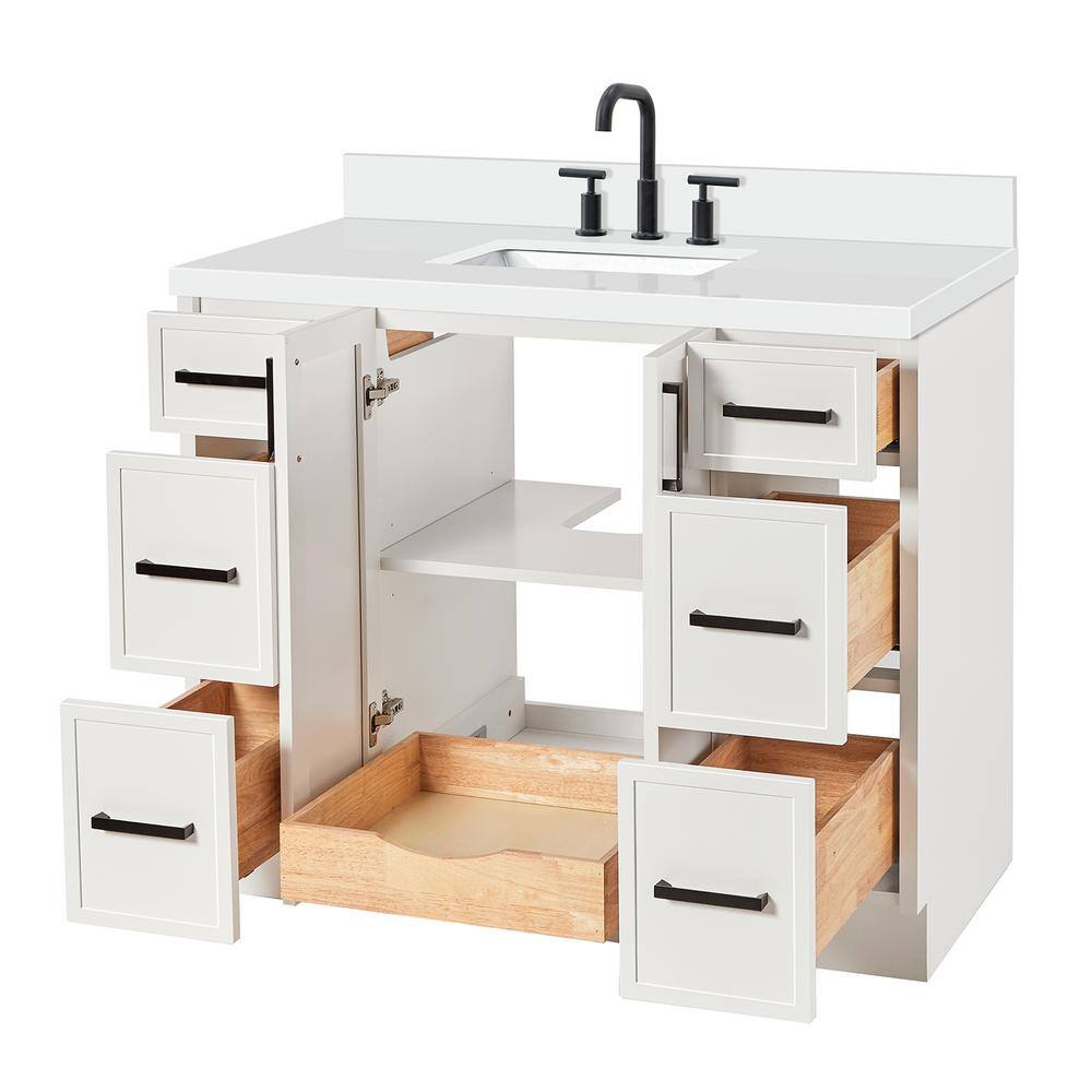 Kelly White Solid Wood Single Bath Vanity with Quartz Top