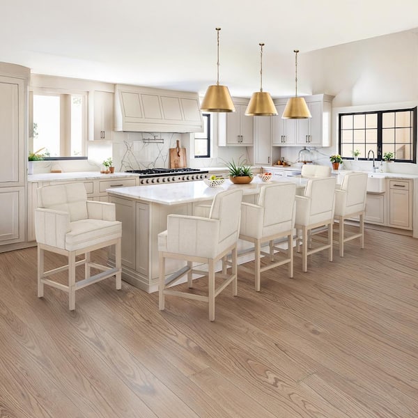 Cavino 27 in. Linen Fabric Upholstered Counter Height Bar Stool Armrests and Wood Frame Counter Stool Set of 6