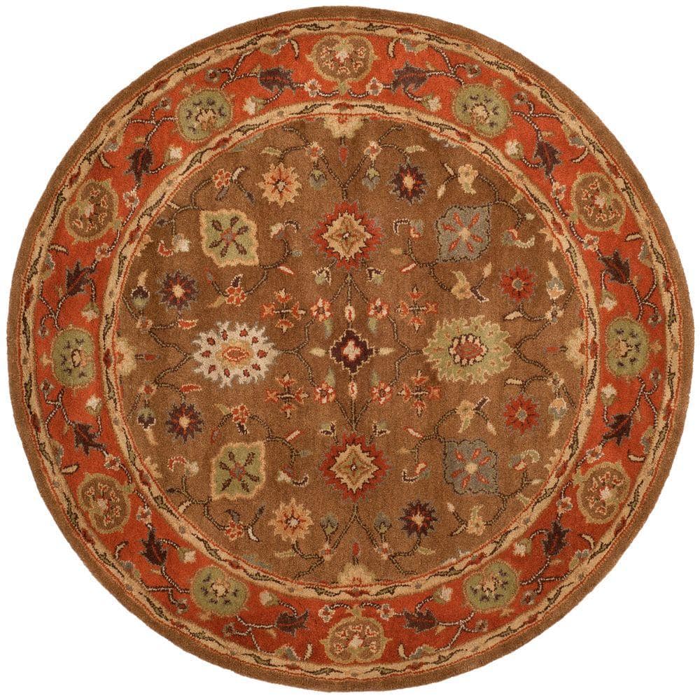 Heritage Moss/Rust 4 ft. x 4 ft. Round Border Area Rug