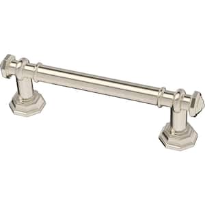 Rounded Finial 3-3/4 in. (96 mm) Polished Nickel Cabinet Drawer Bar Pull