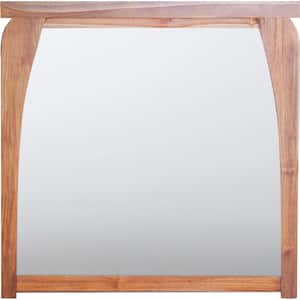 Tranquility 36 in. L x 35 in. H Single Solid Teak Framed Mirror in Natural Teak