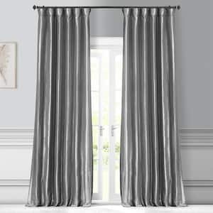 Platinum Gray Room Darkening Faux Silk Taffeta Curtain - 50 in. W x 108 in Rod Pocket