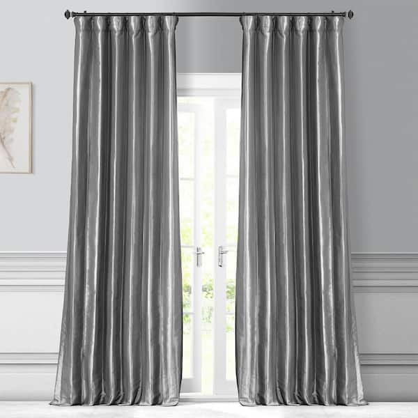 Exclusive Fabrics & Furnishings Platinum Faux Silk Rod Pocket Room Darkening Curtain - 50 in. W x 96 in. L (1 Panel)