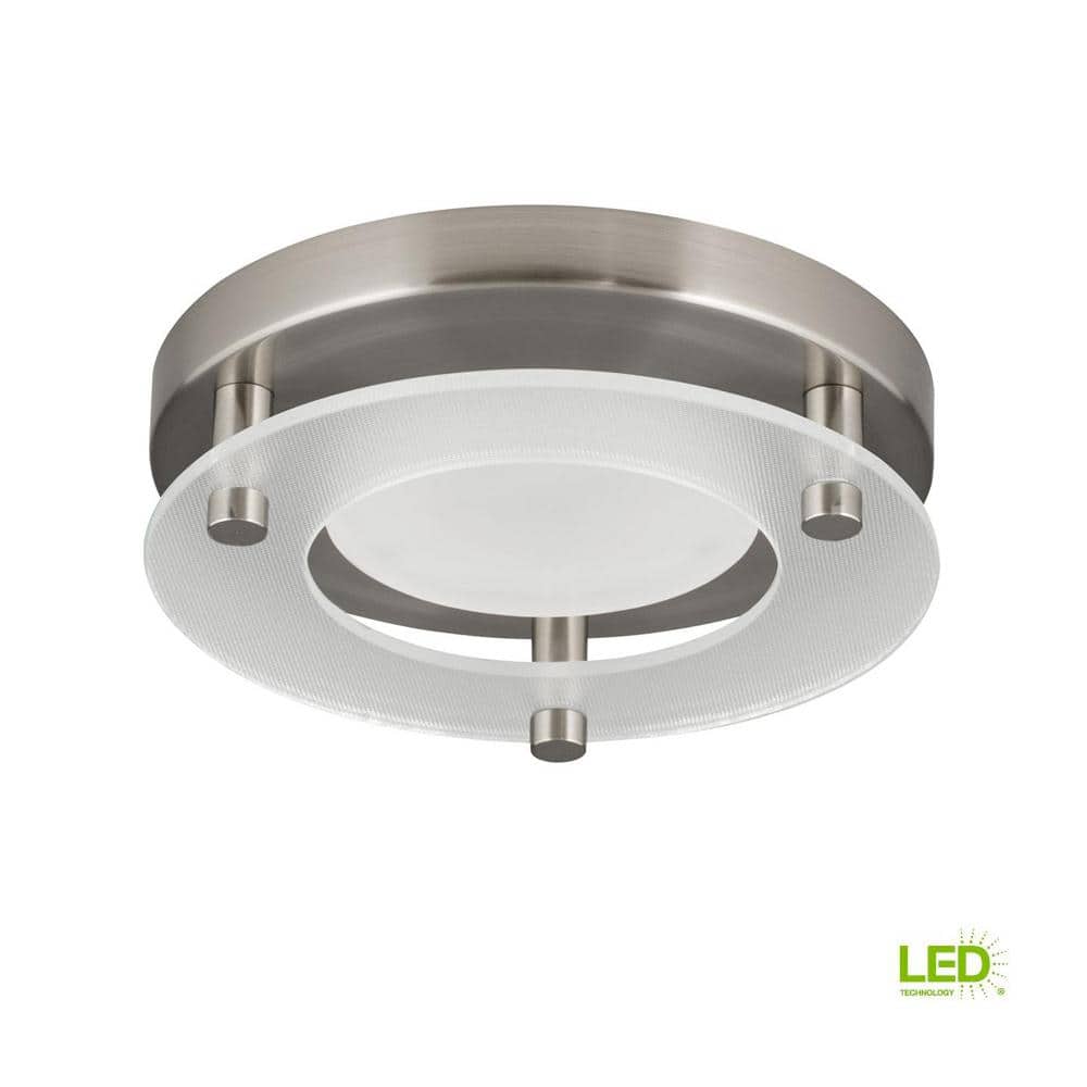 Brushed Nickel Glass LED Flush Mount Light, 6.62"