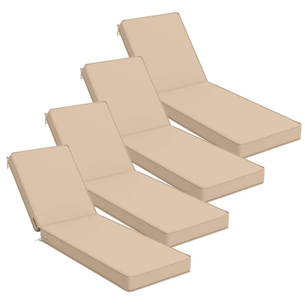 80 x 26 x 4 in. Outdoor Chaise Lounge Cushion Waterproof Patio Beach Pool Replacement Cushion Only Sand (4-Pack)