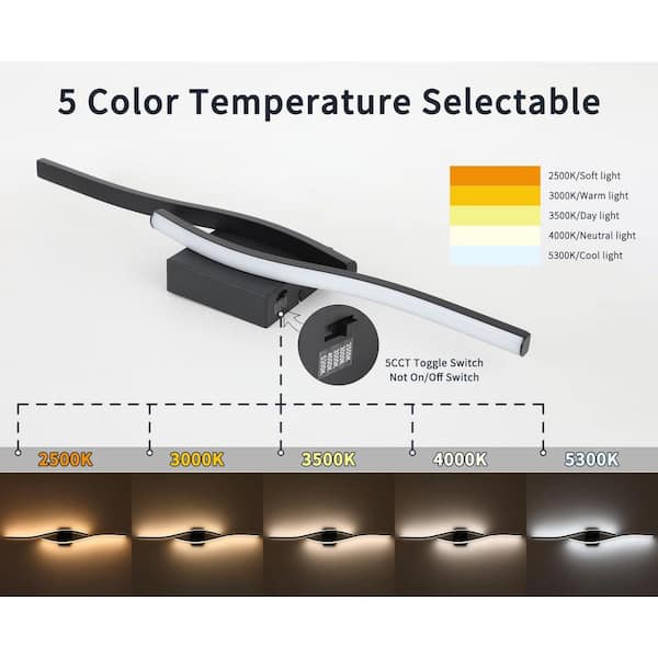 39.4 in. 2-Light Matte Black Hardwired Dimmable LED Wall Sconce, Modern Wall Lighting with 5-CCT and Acrylic Lampshade