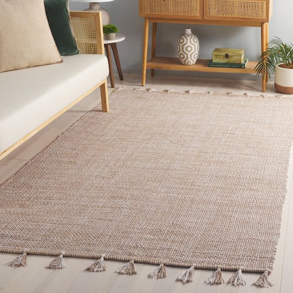 Montauk 5 ft. x 8 ft. Beige Distressed Solid Fringe Area Rug