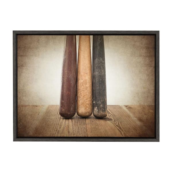DesignOvation Sylvie "Three Vintage Bats" by Saint and Sailor Studios 24 in. x 18 in. Sports Framed Canvas Wall Art