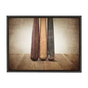 Sylvie "Three Vintage Bats" by Saint and Sailor Studios 24 in. x 18 in. Sports Framed Canvas Wall Art