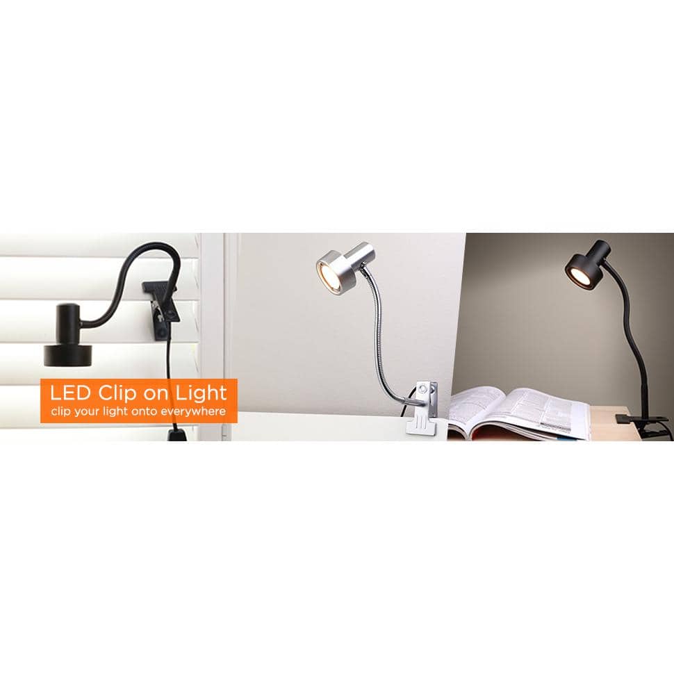 Silver Adjustable Arc Clip-on Lamp with Frosted Glass Shade