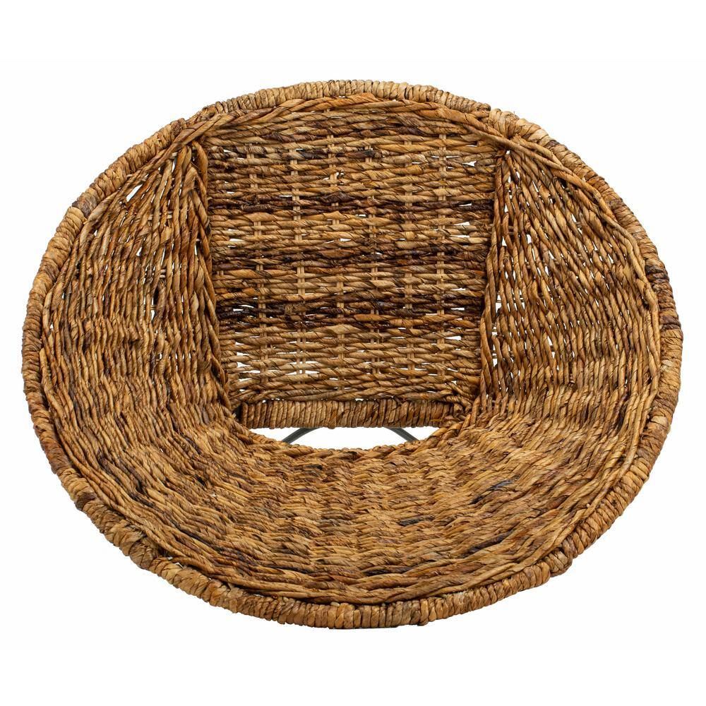 Natural Rattan and Dark Steel Geometric Papasan Accent Chair