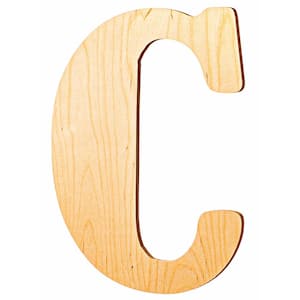 Wooden Letter Monogram Room Decor - 18 Inches Tall - Unfinished Vintage Cursive Wood Initials - "Letter C"