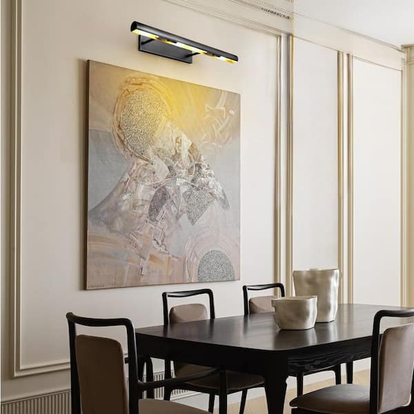 30 in. 4-Light Dimmable LED Black Bathroom Wall Sconce, Adjustable Picture Light for Portraits, Posters, Gallery, Art