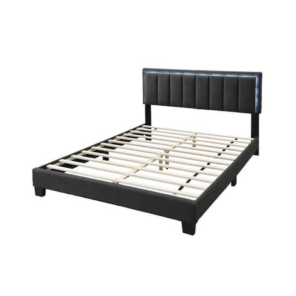❉よしさま専用ページ❉ Benjara Gray and Black Wood Frame Queen Size Platform Bed