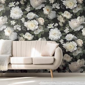 Black Photographic Floral Vinyl Peel & Stick Wallpaper Roll (Covers 60 Sq. Ft.)