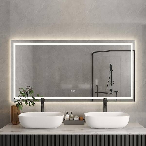 Kinwell 72 In W X 36 H Large, Large Frameless Mirror For Bathroom