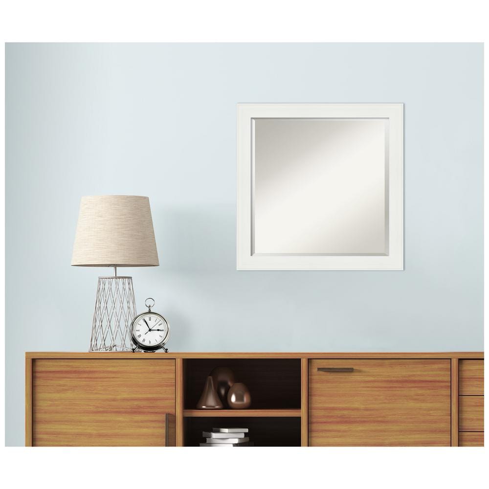 Vanity White Beveled Rectangular Bathroom Wall Mirror 30x30
