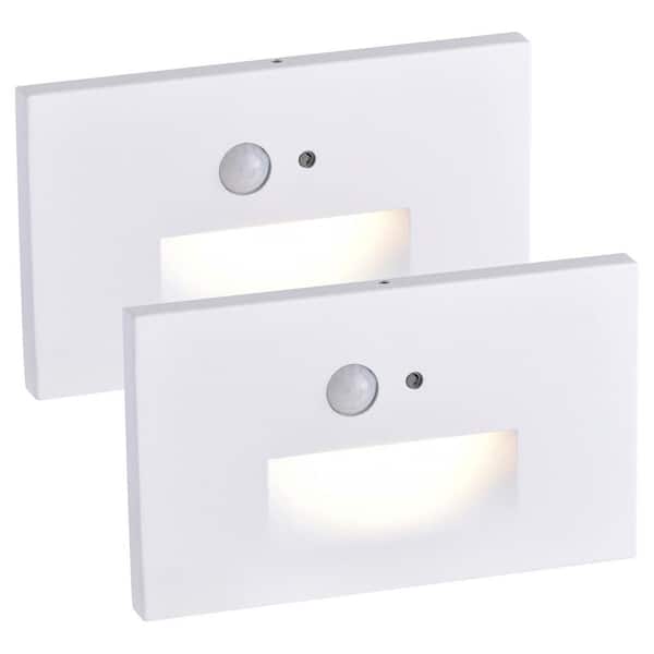 Hardwired White Motion Sensing LED Stair Light with Motion and Photocell Sensor (2-Pack)