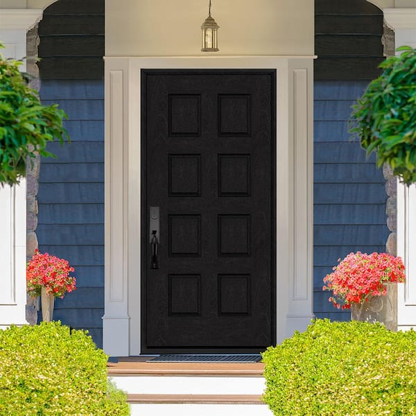 Regency 36 in. x 80 in. 8-Panel RHIS Onyx Stain Mahogany Fiberglass Prehung Front Door