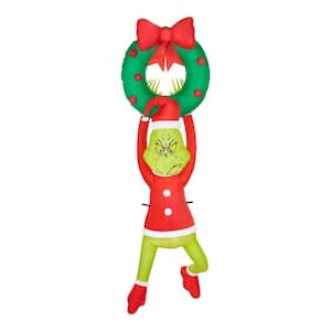 6.5 ft. LED Grinch Hanging from Wreath Christmas Airblown® Inflatable