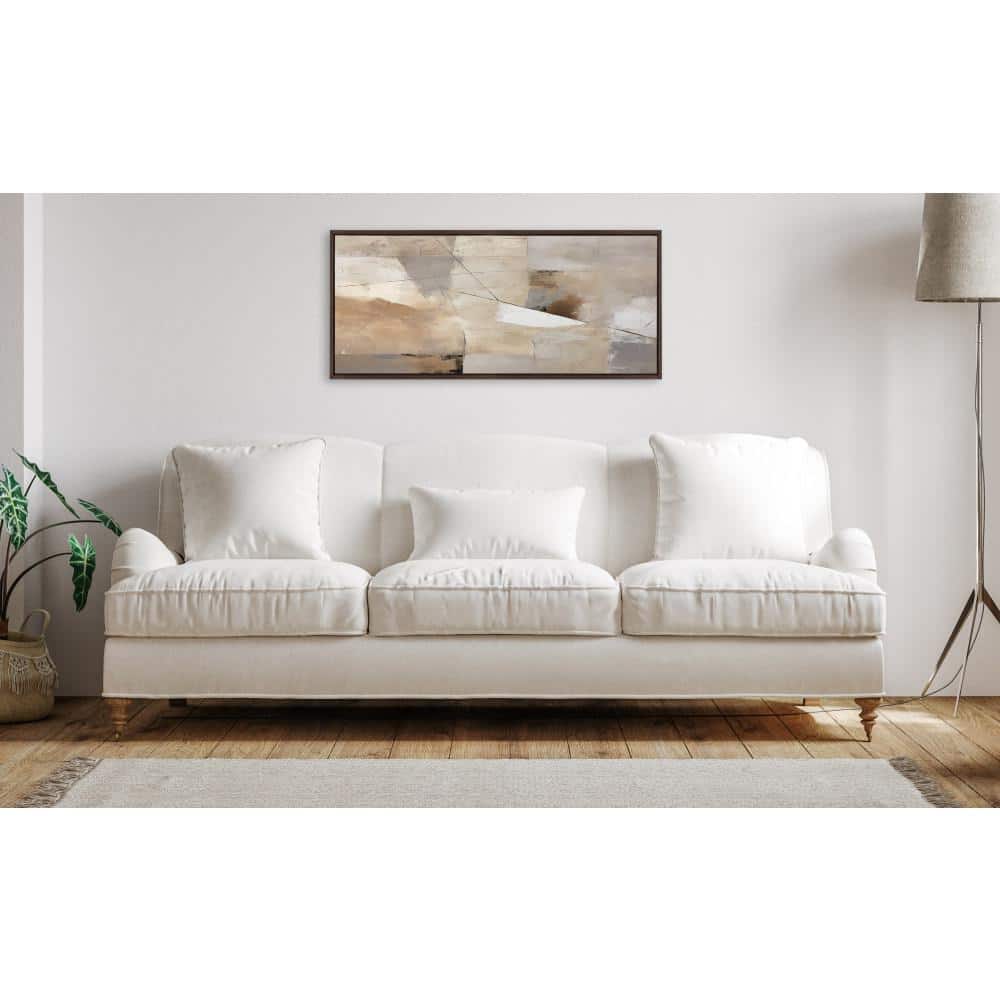 Contemporary Neutral Textured Abstract Framed Canvas Wall Art, 18x40