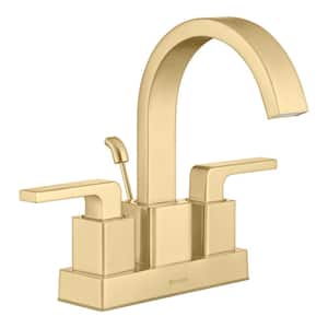 Farrington 4 in. Centerset Double-Handle Bathroom Faucet in Matte Gold