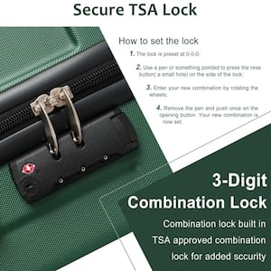 20 in. Green Lightweight Hardshell Luggage Spinner Suitcase with TSA Lock (Single Luggage)
