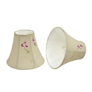 6 in. x 5 in. Apricot and Floral Embroidered Design Bell Lamp Shade (2-Pack)