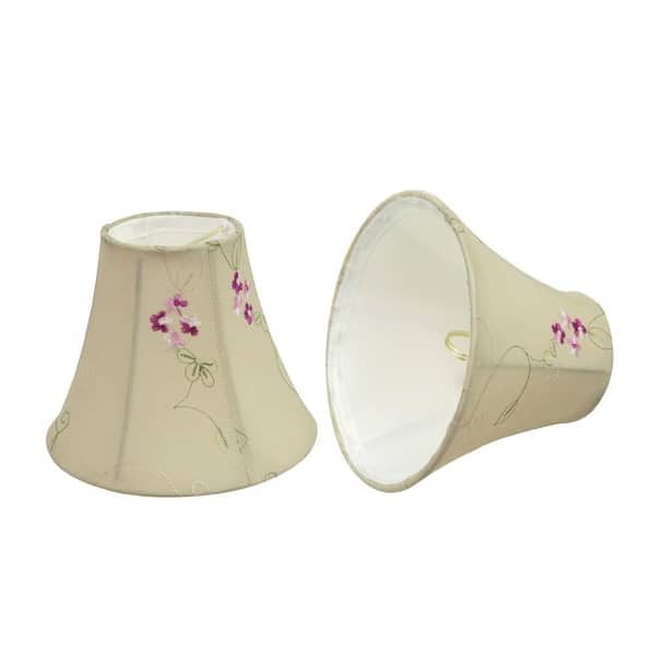 6 in. x 5 in. Apricot and Floral Embroidered Design Bell Lamp Shade (2-Pack)