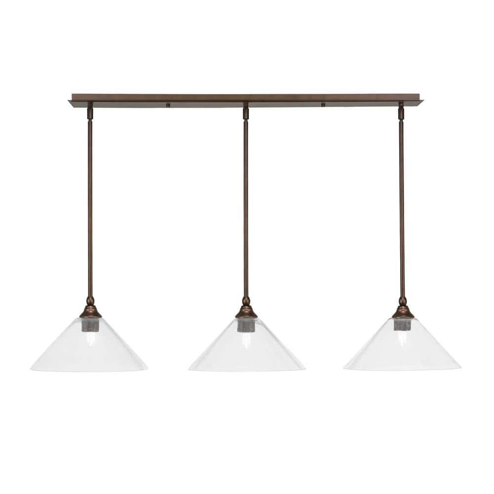 Livingston 100-Watt 3-Light Bronze Shaded Pendant Light with 12 Clear Bu