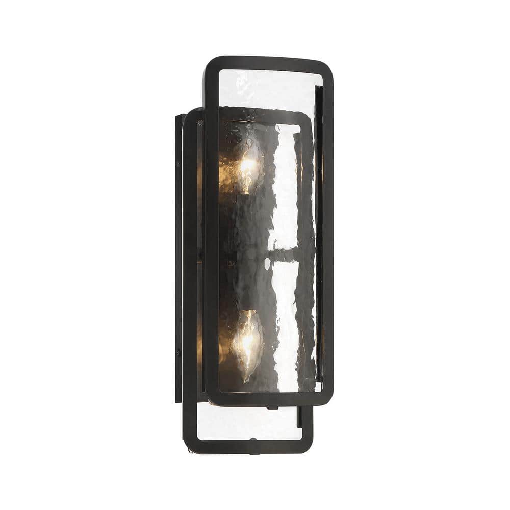 Bella Collina 2-Light Black Wall Sconce with Clear Rock-Pressed Glass Shades price history on PriceWatchPro