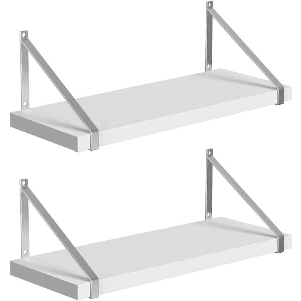 Cubilan 15.7 in. W x 5.5 in. D Silver Wood Composite Decorative Wall Shelf Floating Shelf Bracket, Set of 2