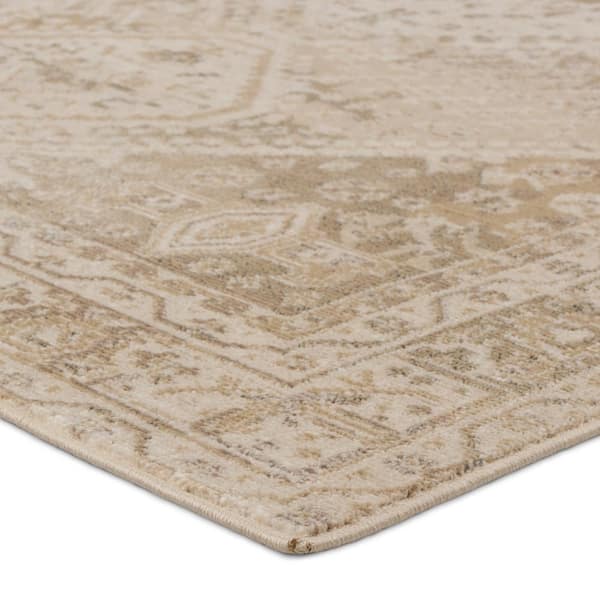 Rush Beige/Tan 3 ft. x 4 ft. Medallion Indoor/Outdoor Area Rug
