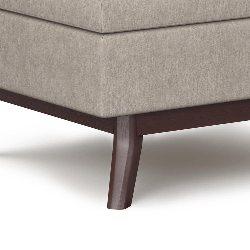 Owen Mid Century Natural Linen Look Storage Ottoman Coffee Table