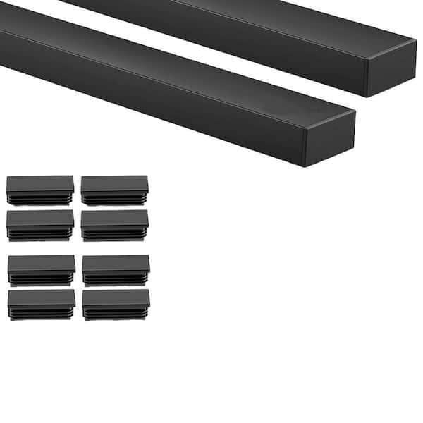 10 ft. Aluminum Hand Rail 2-Pack Rectangular Flat Top Rail with 8 Nylon End Caps for Coastal Indoor Outdoor Projects
