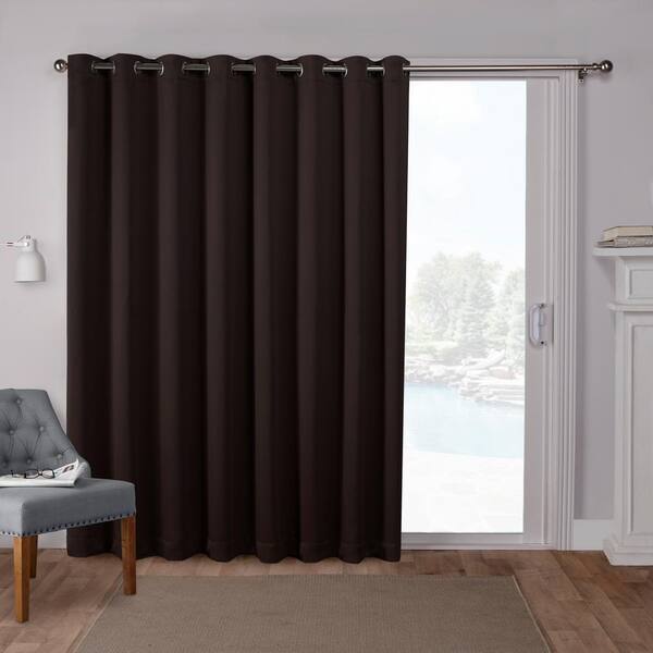 EXCLUSIVE HOME Sateen Patio Espresso Solid Woven Room Darkening Grommet Top Curtain, 100 in. W x 84 in. L